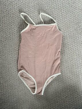 H&M Girls Pink One-Piece Swimsuit with White Trim